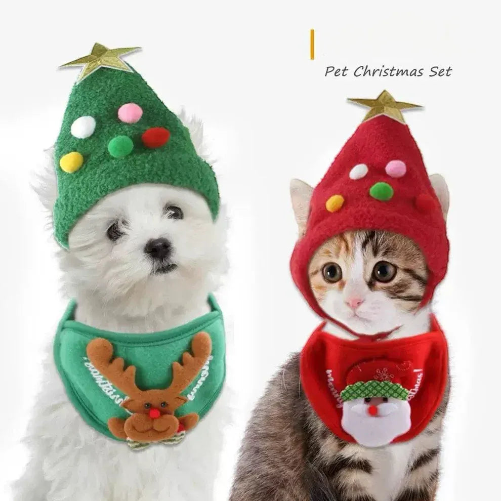 Holiday Pet Outfit ( Hat + Scarf )
