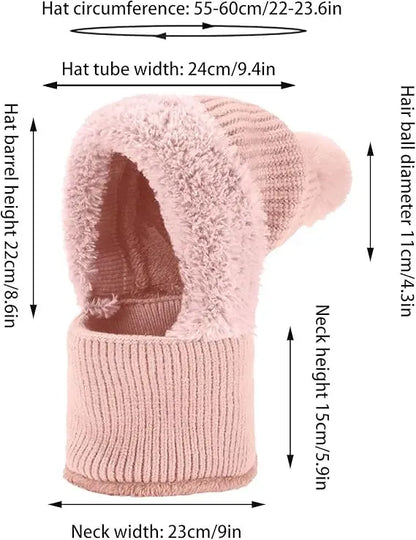 3-in-1 Knitted Winter Hat Scarf & Face Mask